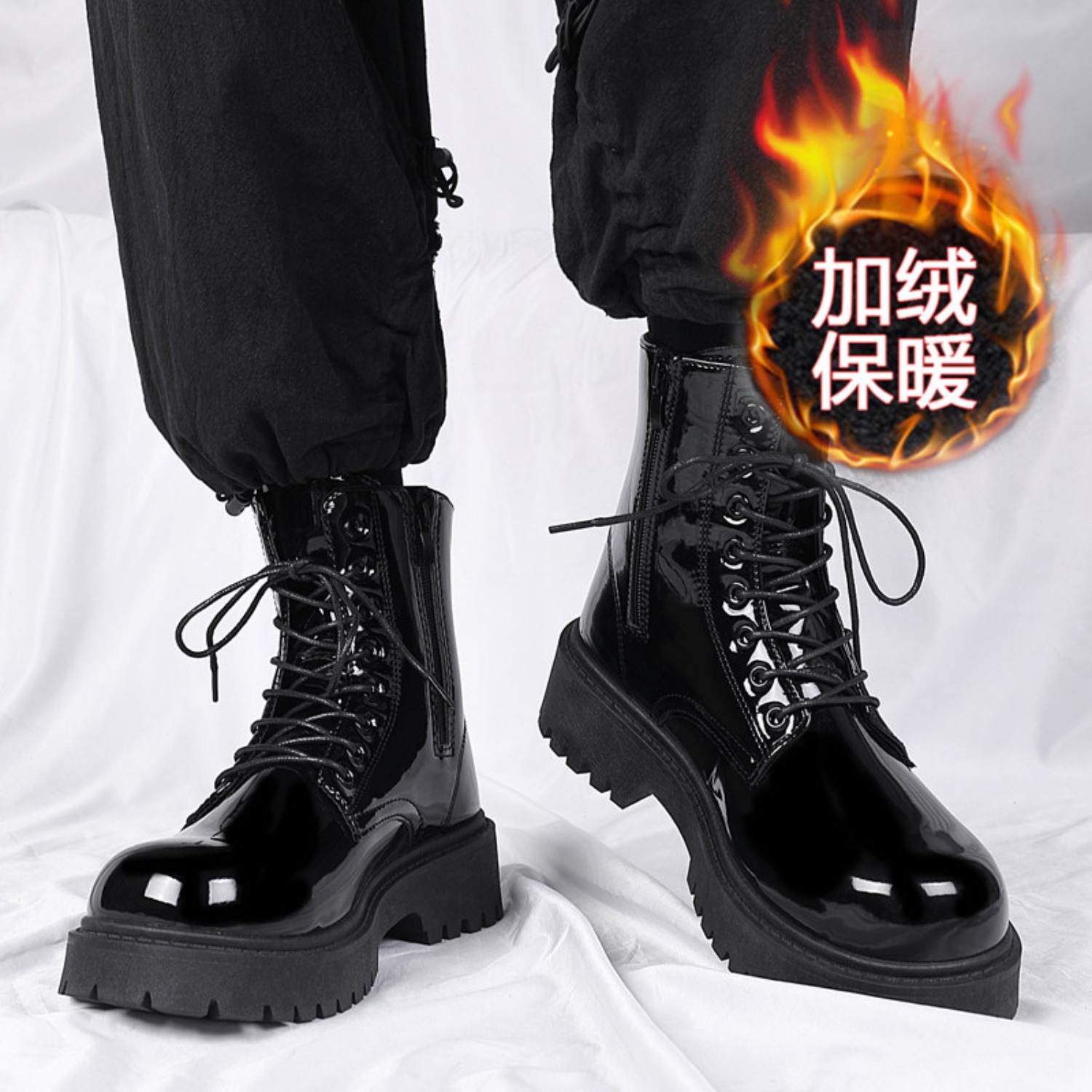 Street Fashion Plus Size - Botas masculinas de cano alto, quentes