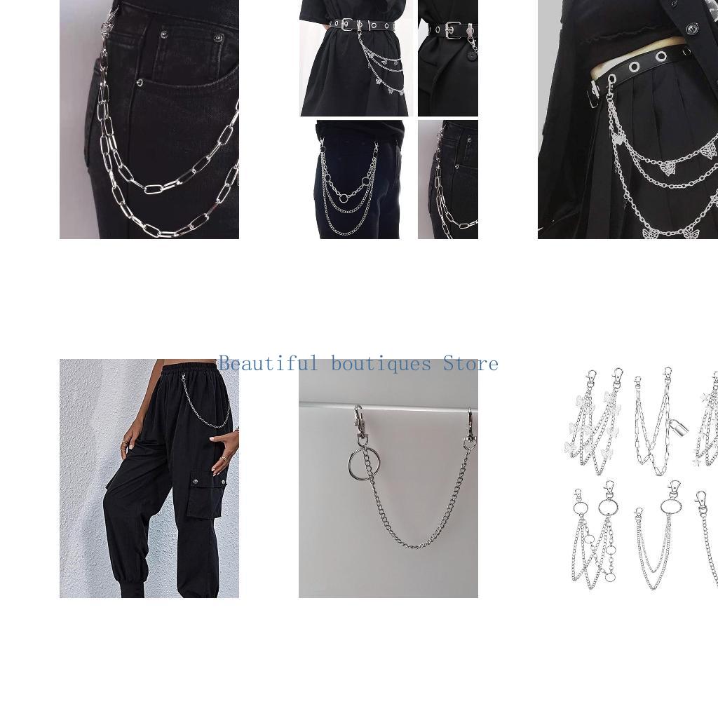 Street Fashion Reference - U4lf 6 peças calças punk corrente