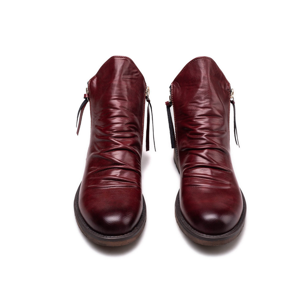 Street Fashion Plus Size - Botas Masculinas de Couro Genuíno Vintage