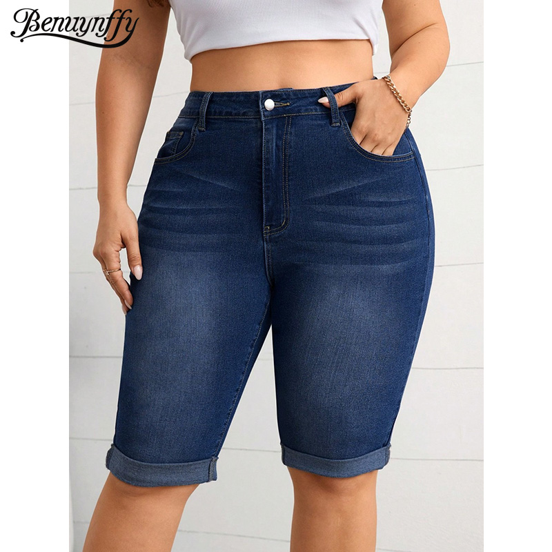 Street Fashion Plus Size - Calça Jeans Feminina Benuynffy Plus Size