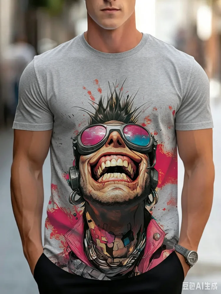 Street Fashion For Short Guys - Camiseta Masculina Estampada Brilhante Estilo Hipster