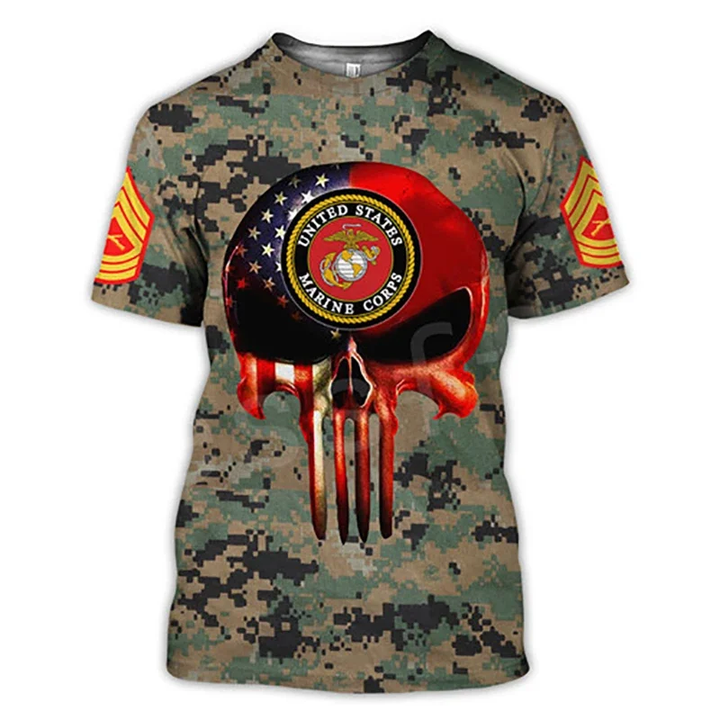 Street Fashion For Short Guys - Bandeira americana soldado camo crânio 3d
