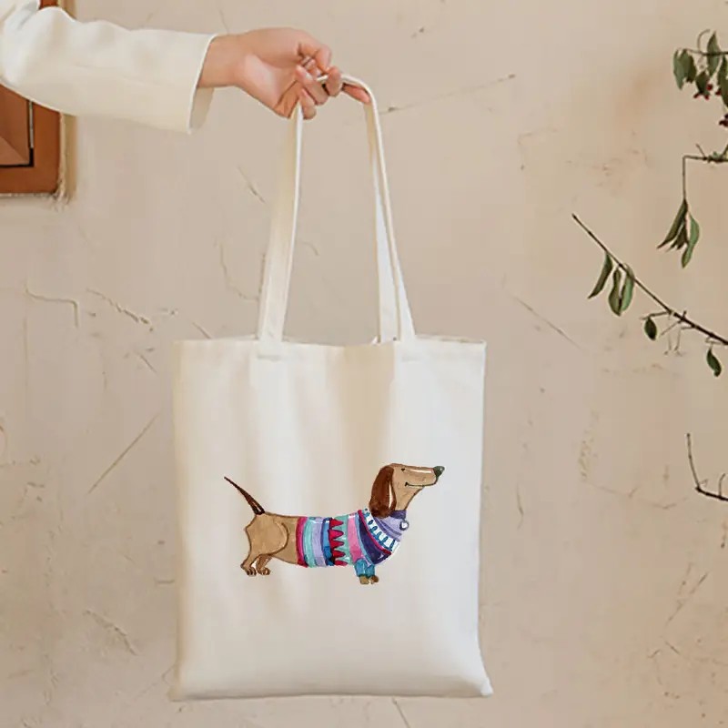Tote Bag Canvas Print - Bonito dachshund engraçado bolsas de ombro