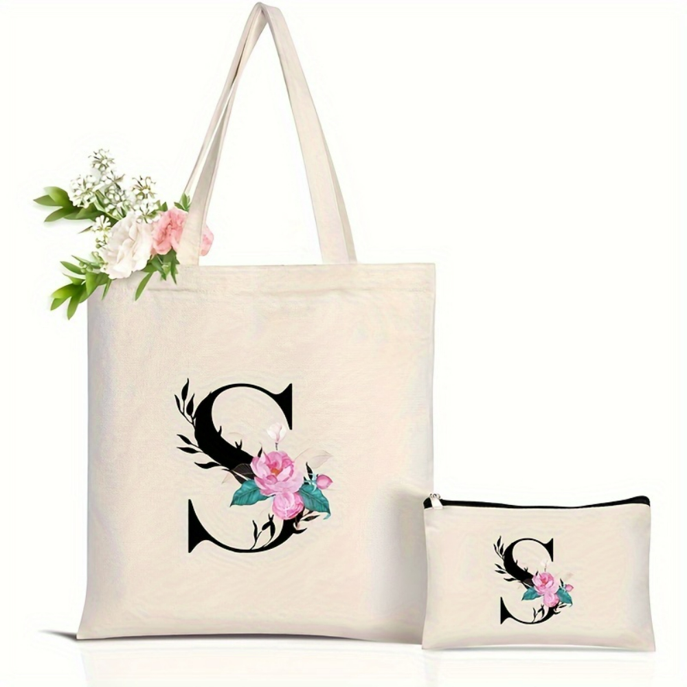 Elegante floral alfabeto sacol - Tote Bag Canvas Print avaliação e preço